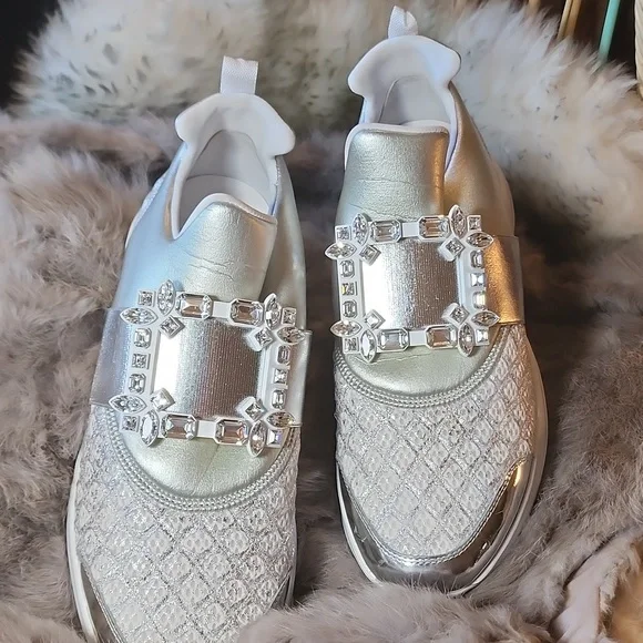 Roger Vivier | Shoes | Roger Vivier White Silver Viv Crystal